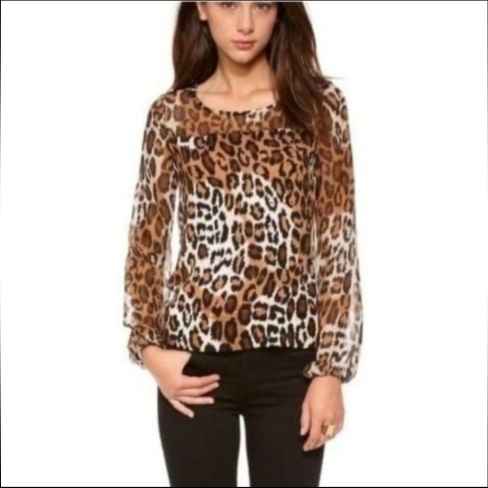 FRESLY DRY CLEANED | Diane Von Furstenberg Leopard Sheer Blouse